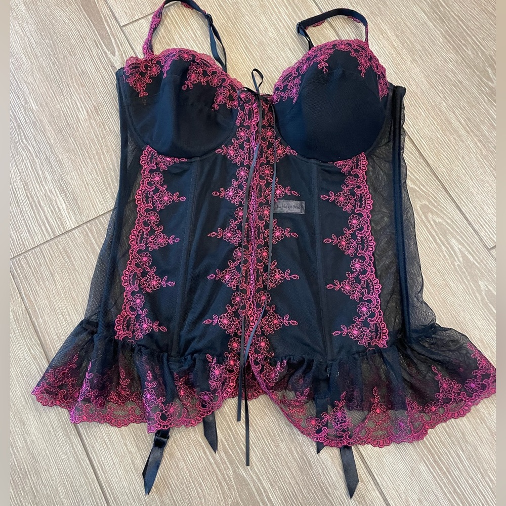 Black and Pink Lace Corset